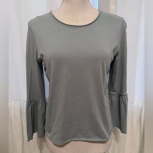 Abercrombie & Fitch muted mint green u neck knit top with bell sleeves.